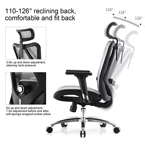 SIHOO Ergonomic Mesh Office Chair, Computer Desk Chair with 3Way