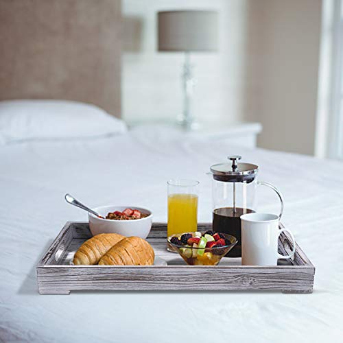 Flexzion Wooden Nesting Trays, Breakfast in Bed Serving Tray with