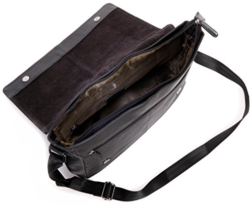 LEABAGS Oxford - Messenger Bag Briefcase Laptop Bag 13 Inch Genuine Leather - OnyxBlack - Thumbnail 6