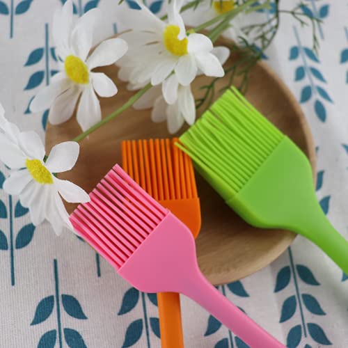 FADIKX 3Pcs Bbq Brushes for Sauce Silicone Basting Pastry Brush Spread Oil Butter Baste Pastries Cakes Meat Sausages Desserts, Food Grade, Dishwasher safe(Green Pink & Orange)