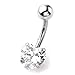 PiercingJ 4-6pcs 14G Stainless Steel Heart Round Square Star Cubic Zirconia Navel Bars/ Belly Button Ring