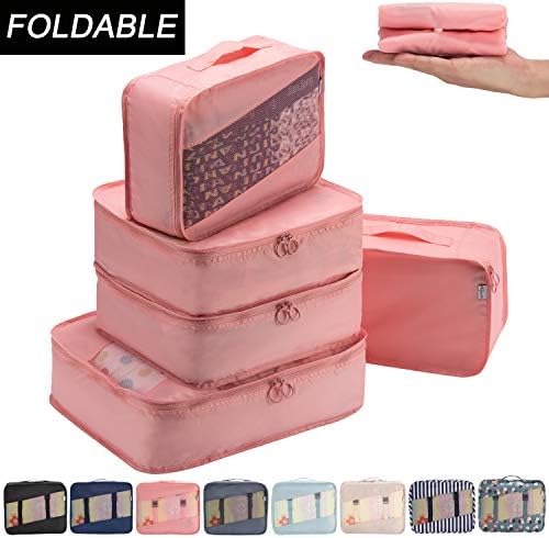 Allfourior Travel Packing Cubes -5 Set Compression Package Luggage Organizers