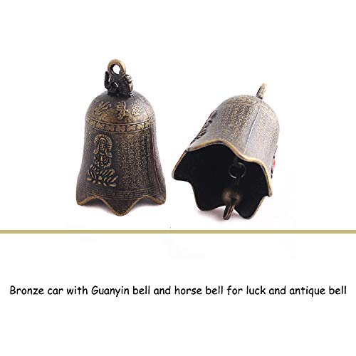 KOOBOOK 5Pcs Retro China's Mini Bronze Sculpture Pray Buddha Feng Shui Bell Home Garden Decorative Wind Bells Car Pendant Accessories 50x30mm