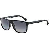 Emporio Armani EA4033 Square Sunglasses for Men | In Rubber Black &amp; Grey. All polarized. Bonus kit: cleaning spray, cloth, screwdriver &amp; mirror. Lightweight durable frame.