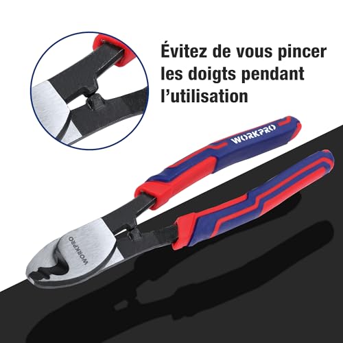 WORKPRO Cable Cutter Pliers 210 mm, Electrician Cutting Pliers Ideal for Cutting Electric, Copper, or Aluminium Cables