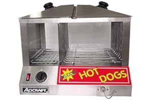 Adcraft HDS-1300W/100 Hot Dog and Bun Steamer, 100 Hot Dogs and 48 Buns Capacity, Countertop, Stainelss Steel, 120v
