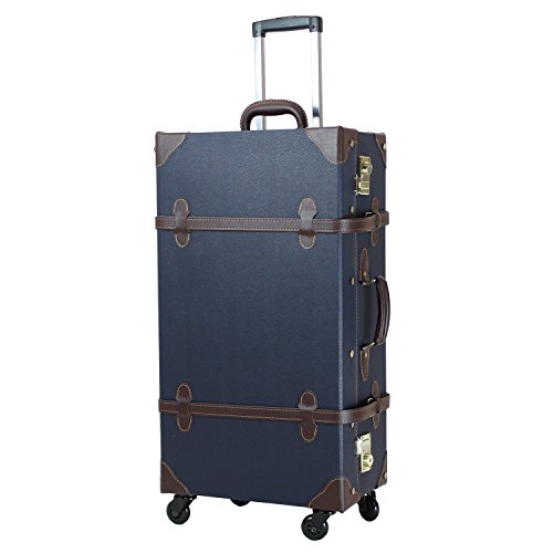 MOIERG Vintage Trolley Luggage 2tone TSA (X-Large, Navy)71-55048-50