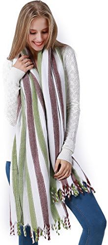 Dreamdeer Women’s Stylish Long Shawl Warm Blanket Scarves Wraps Striped Infinity Wrap Shawl (Red White Green)