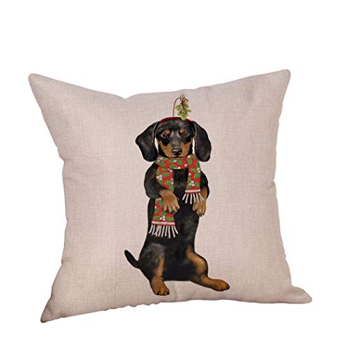 Pillow Case Sofa Bed Home Decor Christmas Dog Linen Cushion Cover Throw Bell (E) - Thumbnail 2