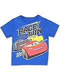 Disney Cars 3 Boys Short Sleeve Tee (4T, Win Blue)
