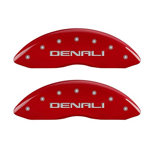MGP Caliper Covers 34009SDNLRD 'DENALI' Engraved Caliper Cover with Red Powder Coat Finish and Silver Characters, (Set of 4) (Certified Refurbished)