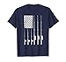 Mens Patriotic Fishing T-Shirt with American USA Flag Great Gift Large Navy