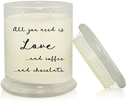 All You Need is Love ... and Coffee ... and Chocolate 8.5 oz Soy Candle - Fresh Coffee and Chocolate Scented - Coffee Lovers Chocolate Lovers Gift Idea