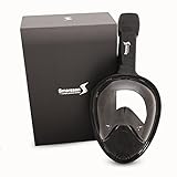 [Upgraded] Snorkel Mask Set, Full Face Easybreath Anti-Leak Diving Gear with 180° Panoramic Sea View with Anti-Fog Ventilation and Action Camera Mount by Smarssen (Black, Large)