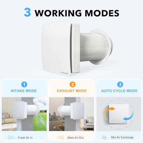 Decentralized VMC 150 mm with Ceramic Heat Recovery, Dual Wall Flow VMC for Single Room, WiFi & Remote Control, Silent EC Motor, 65 s Automatic Cycle