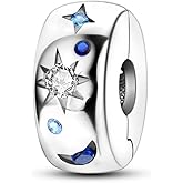 QeenseKc Moon Star Clip Spacer Charm Lock Stopper Bead for Pandora Bracelet Present