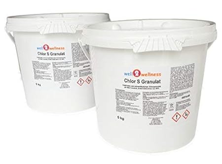 well2wellness Chlor S Granulat - schnell lösliches Chlorgranulat mit über 60% Aktivchlor 10 kg (2 x 5 kg)