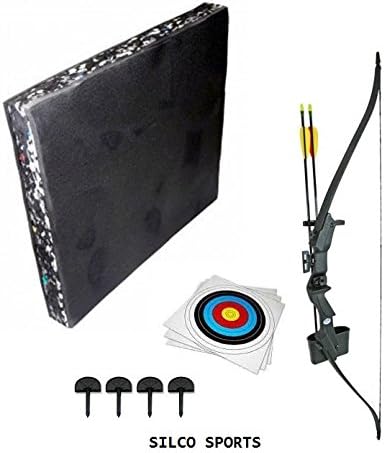 ARCHERY YOUTH KIDS RECURVE BOW SET -BLACK - FOAM TARGET, 6 X ARROWS & 5 X FITA APPROVED PAPER TARGETS