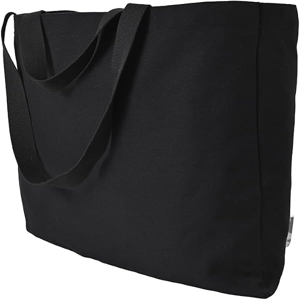 Augbunny 100% Baumwolle Canvas Tragetasche 2er-Set – Mit Reißverschluss Und Außentasche, Robust & Vielseitig
