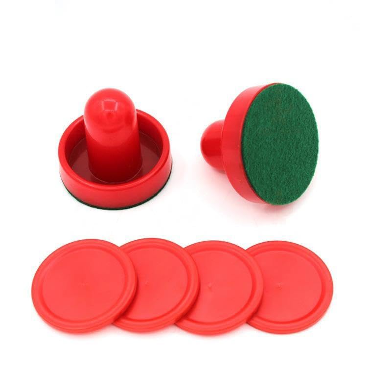 zalati Air Hockey Paddles and Pucks, Small Size for Kids, Great Goal Handles Pushers Replacement Accessories for Game Tables - Red