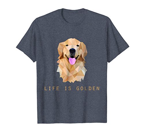 Mens life is golden retriever dog gift t-shirt medium heather blu…