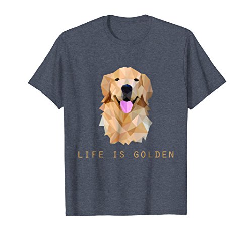 Mens Life is Golden Retriever Dog Gift T-Shirt Medium Heather Blue