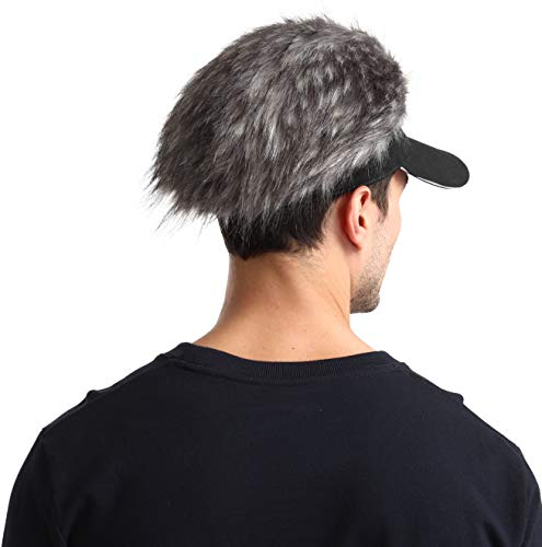 Men\'s Novelty Flair Spiked Hair Visor Sun Funny Golf Hats Fake Wig Peaked Adjustable Baseball Caps