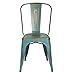 Adeco Metal Stackable Industrial Chic Dining Bistro Cafe Side Chairs, Antique (Set of 2)