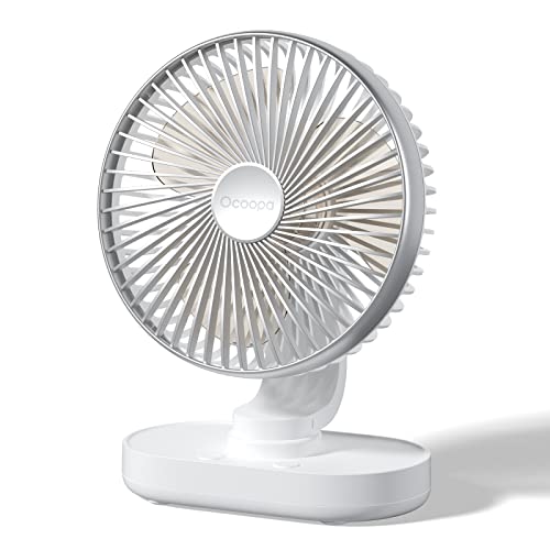 Ventilador Silencioso USB, 16cm Oscilante Ventilador de Escritorio y Batería Recargable 4000mAh, Ventilador de Mesa Portátil, 4 Velocidades para el hogar, cocina, dormitorio, oficina, Plata
