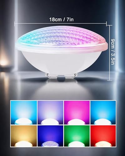 LED Pool Lamp PAR56 40W Waterproof IP68 RGB Submersible 12V | Remote control, 7 adjustable colors, 12 lighting modes