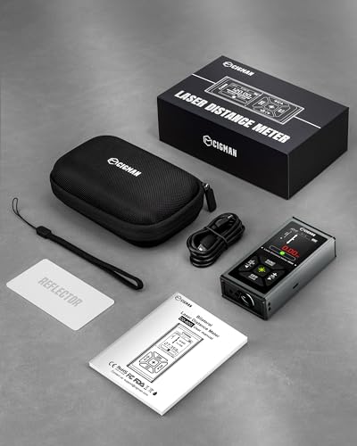 CIGMAN 120m Bilateral Laser Rangefinder, Digital Bubble Level Distance Measuring Device and IPS Digital Display, M/in/ft, Pythagoras/Distance/Area/Volume Measurements