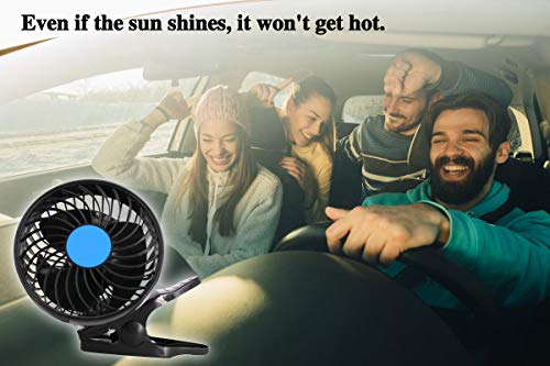 Car Fan, 12V Electric Car Cooling Fan, 2 Speed Adjustable 360 Degree Rotatable with Clip On Auto Cooling Air Fan - for Sedan SUV/RV/Vehicle - Thumbnail 5