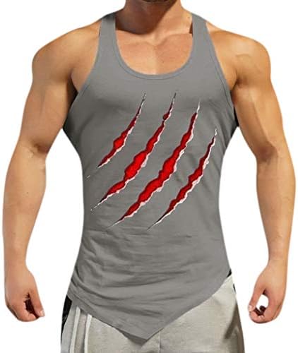 BaZhaHei Men's Sleeveless Tank Tops Scratch Print Fitness Sports Irregular Vest Sport Gym Shirt Bodybuilding Fitness Muscle Body Shaper Black