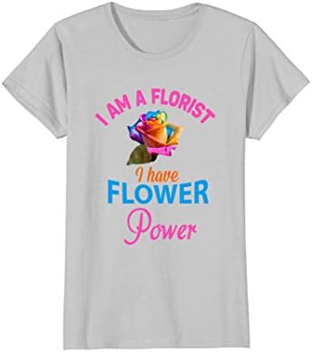 Womens Flower Power T-Shirt for Florists XL Silver