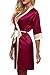 Ekouaer Women's Kimono Robe 2/1 Sleeved Nightgown Robe Silk Robe Party Gown Short Pure Color Bathrobe V-Neck Sleepwear.