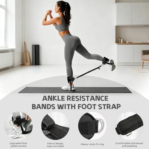 Set of Resistance Bands, Elastic Bands for Pedal and Handles, Ankle Pulleys Gym, Elastic Bands for Figure 8, Fitness Elastic Band for Abs at Home