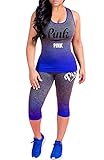 Pxmoda Women's 2 Pieces Bodycon Outfit Sleeveless Top Skinny Capri Leggings Set Tracksuit
