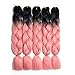 Lady Corner Ombre Braiding Hair 24inch Jumbo Braids High Temperature Fiber Synthetic Hair Extension 5pcs/Lot 100g/pc for Twist Braiding Hair (24inch(Pack of 5), Black-Smoke Pink)
