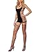 Dreamgirl Women's Capri Garter Dress with Fence Net Stockings,Black,One Size