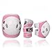 JBM Child Kids Bike Cycling Bicycle Riding Protective Gear Set, Knee and Elbow Pads with Wrist Guards Multi-Sports: Rollerblading, Skating, Volleyball, Basketball, BMX (Denim Pink, Child/Kids)