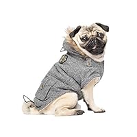 Canada Pooch | Alaskan Army Dog Parka | Sherpa-Lined Hooded Dog Coat, Salt & Pepper, Size 26