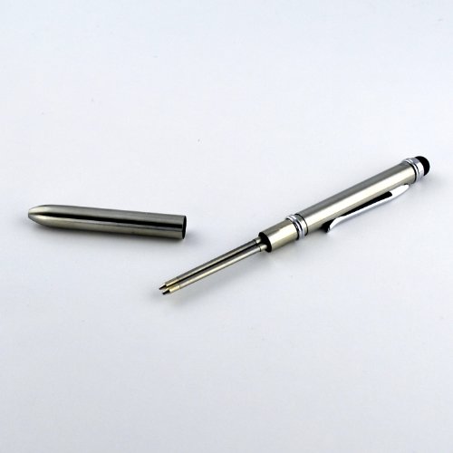 Chrome Multi-function Executive Stylus Pen 2-in-1 Combo; Dual purpose Capacitive Stylus and Ballpoint Pen, Sleek Brushed Chrome Finish with Gold Accents, 2 ink colors in one (blue/black and red), for all iPhone, iPad, Smartphone, Tablet, Touchscreen (Chro - Thumbnail 6