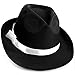 Squirrel Products Black Gangster Fedora Hat - One Size with Elastic Band - Costume Accessory