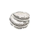 VANKER Unisex Adjustable Bird Feather Wrap Ring Gift Antique 925 Sterling Silver Free size