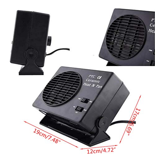 Autone Car Heater Fan,12V Car Portable 2 in 1 Electric Fan and Heater 300W Defroster Demister Quick Heating Speed