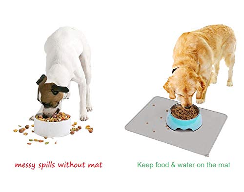 Pet Deluxe Dog Cats Food Mat, Pet Silicone Bowl Mat, Pet Feeding Mat, Waterproof Dog Cat Mat Premium Silicone FDA Grade Non-Stick Non-Slip Anti-Spill Easy Clean - Thumbnail 4