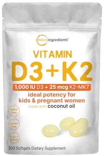 Micro Ingredients Vitamin D3 and K2 Softgels