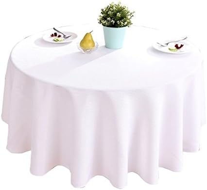 HIGHFLY Linen Round Tablecloth 70 inch Waterproof and Stain Resistant White Table Cloth for Round Tables
