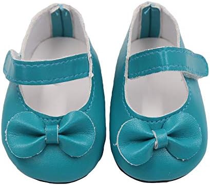 PSFS Colorful Bow Shoes,Glitter Doll Shoes Bow Dress Shoes for 18 Inch Our Generation American Girl Doll (A, A)