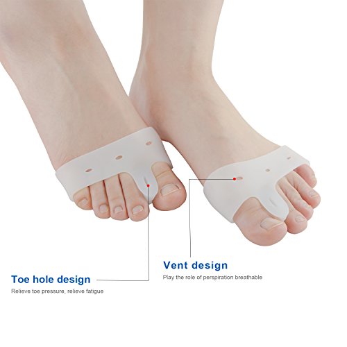 Sumifun 1 Pair Bunion Pad Hallux Valgus Relief Gel Soft Big Toe Separators, Bunion Splint Spacer Corrector Foot Care Tools (White)